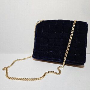 French Connection Quilted Velvet Cross Body Bag in Sapphire Blue